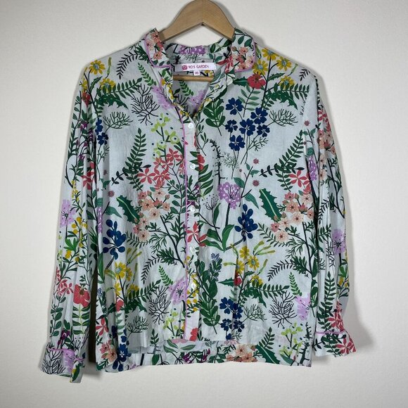 Ro's Garden Women's Floral Lightweight Button Up Shirt Blouse XS Cotton! - Picture 1 of 5